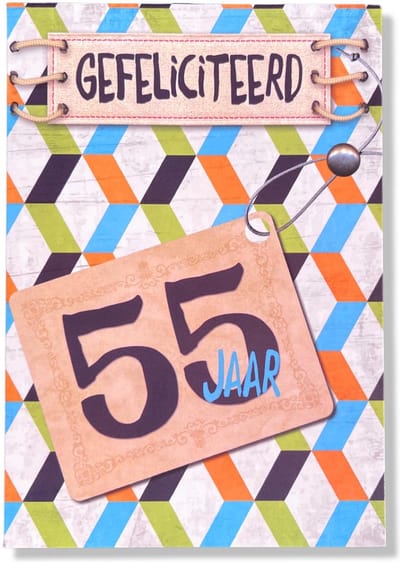 Hoera 55 Jaar! Luxe verjaardagskaart - 12x17cm - Gevouwen Wenskaart inclusief envelop - Leeftijdkaart