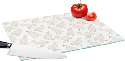 Glazen Snijplank - 39x28 - Vogel - Kippen - Patronen - Snijplanken Glas