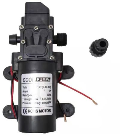Homtas 70W Waterpomp - 12V Drukwaterpomp - Diafragmapomp Automatisch Hoge Druk 5 L/Min - Compacte Afmetingen 5 X 10 x 16 cm