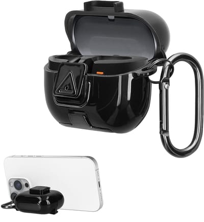 kwmobile Transparante hoofdtelefooncase voor Samsung Galaxy Buds 3 / Galaxy Buds 3 Pro hoes - Headphones TPU cover met standaardfunctie en veiligheidsvergrendeling - zwart
