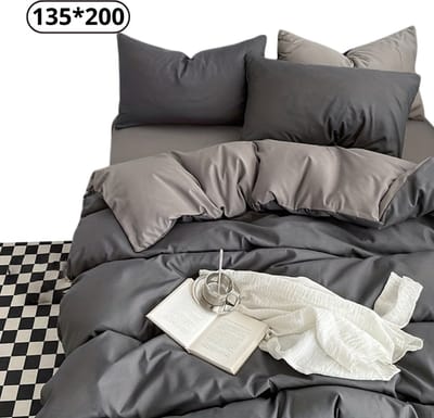 Nivard Fleece Dekbedovertrek - Fluffy Dekbedovertrek - Pluche - Dekbed - Deken - Inclusief Kussenslopen - Grijs 135x200cm