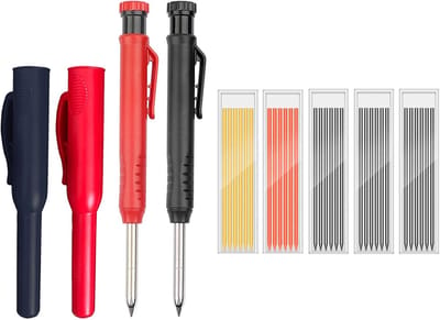 2 stuks, dik 30 x 2,8 mm balpen, vulpotlood-marker, houten potlodenmet, diepe gatmarkers, potloodset, perfect voor hout, houtbewerking