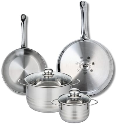 Set van 2 Koekenpannen 24 en 28 cm en 2 kookpotten 14 en 20 cm Elo Profi Brillant