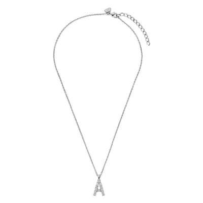 New Bling - 9NB-1455-A - zilveren ketting met letter A - zirkonia steentjes - 925 sterling silver - rhodium plated