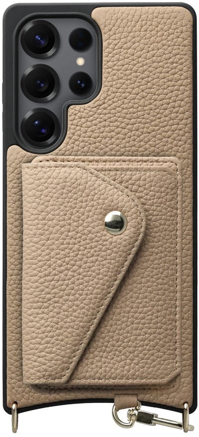 AVY Leren Hoesje Geschikt voor Samsung Galaxy S25 Ultra | Met Magnetische Kaarthouder | Compatibel met MagSafe | Leather Case met Wallet | Beige