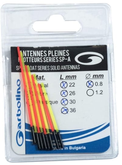 Garbolino Pack Antennes Flotteurs Competition Series SP – Reserveantennes voor SP Dobbers - Maat : Metaal 0.80mm - 8 pcs (4 Rood - 4 Geel)