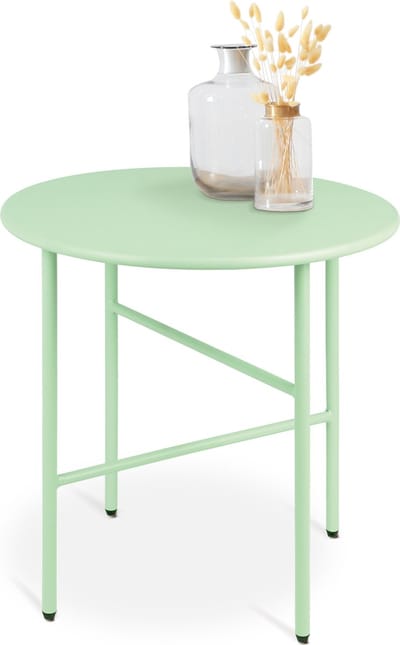 bomoe Finn Ronde Bijzettafel Metaal Munt 44 cm Tafelblad Krasbestendig Stabiel, Lichtgewicht Salontafel Binnen & Buiten