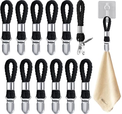 BRENZOOS- Handdoekhangers 12 Stuks - Handdoekclips - Handdoeklusjes - Metalen Hangers - Antislip - Voor Keuken/Badkamer