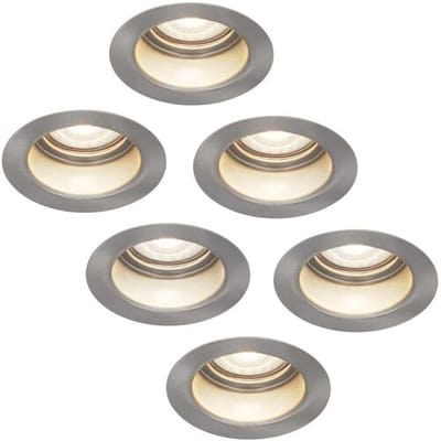 Set van 6 Mari - LED platte inbouwspots met lage inbouwdiepte - 6 Watt 570 Lumen - 4000K Neutraal wit - GU10 LED Module - Verzonken - Dimbaar - Rond - IP65 waterdicht - RVS