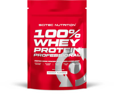 Scitec Nutrition 100% Whey Protein Professional - Verrijkt met extra aminozuren & spijsverteringsenzymen - Glutenvrij - Zonder palmolie, 500 g, Kokosnoot