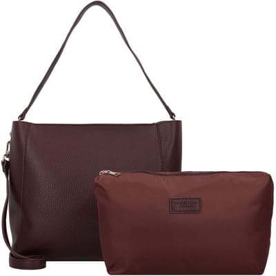 SEIDENFELT MANUFAKTUR Schoudertas Persby Hobo Bag Very Dark Red / Gold (rood)paars