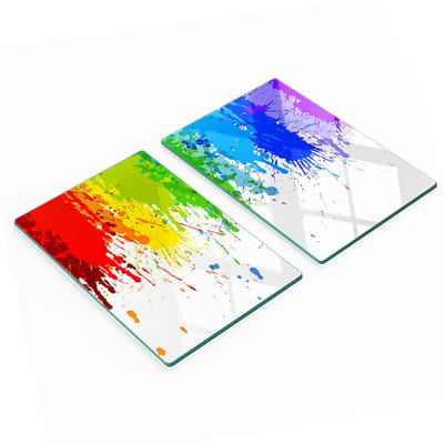 Decoratieve snijplanken van gehard glas met regenboogstippen, 2x40x52 cm