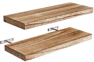 Set van 2 - Houten opbergrek voor aan de muur - wandplank - Opbergrek - Opbergrek voor aan de muur