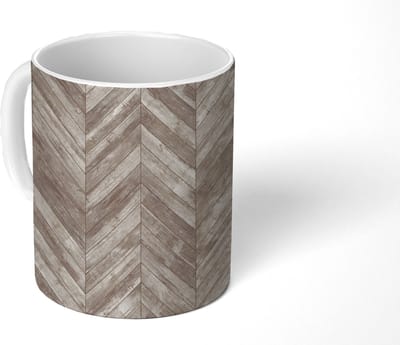 Mok - Plank - Patronen - Brocante - Mokken - 350 ML - Beker - Uitdeelcadeautjes