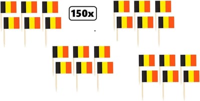 150x Cocktailprikker Belgie - landen festival party fun winterfeest thema feest cocktail prikker