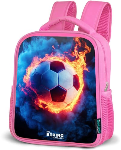 NoBoringSuitcases.com® - Rugzak roze - Schooltas meisjes - Voetbal in vuur en ijs - Kinder rugtas meisje - Boekentas kind - Kinderrugzak voor school - Schoolrugzak