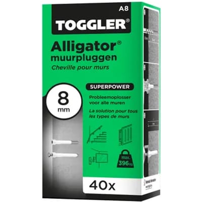 Toggler Muurplug Alligator A8 Kunststof - Ø 8 Mm - 40 Stuks