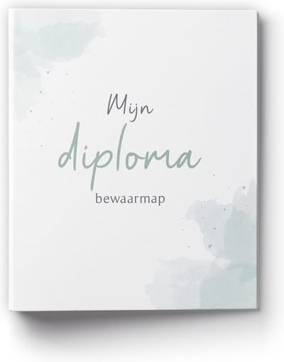 Fyllbooks - Mijn Diploma Bewaarmap - Diplomamap - Rapportmap - Basisschool - A4 Formaat - Watercolour Groen