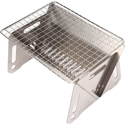 Opvouwbare BBQ Grill Hittebestendig Roestvrij Staal Opvouwbare Houtskoolgrill Campinggrill met Ventilatiegaten gray