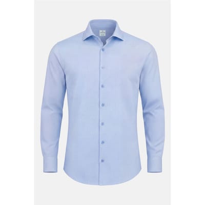 Vercate - Strijkvrij Overhemd - Twill Katoen - Business Shirt - Lange Mouwen - Slim Fit - Heren - Lichtblauw - Maat: 37/S