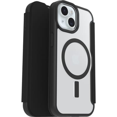 OtterBox React Folio - Hoesje Geschikt voor Apple iPhone 15/14/13 - Book Case met Pasjeshouder voor 1 Pasje - Zwart Transparant