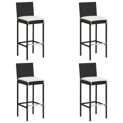 vidaXL - Tuinbarkrukken - met - kussens - 4 - st - poly - rattan - zwart