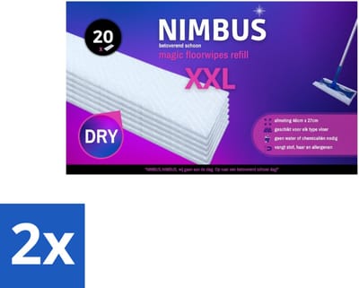2 x NIMBUS Magic Vloerdoekjes Navulling XXL 20 stuks per verpakking - Vloerdoek - Vloerwisser - Vloerdoekje - Vloer Schoonmaken - Haren Verwijderen