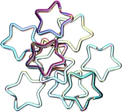 10 Stuks Kleurvolle Ster Sleutelhanger Pentakel Sleutelhanger met Splitringen voor DIY Sieraden en Handtas Accessoires