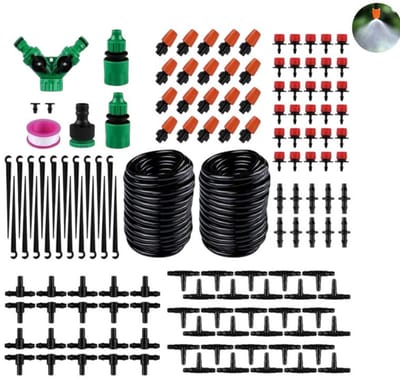 50 stuks - Tuin Irrigatieset – Bewateringssysteem & Druppelsysteem - 35,0 x 20,0 x 10,0 Cm - Zwart – Volledige Set Voor Gevarieerde IJsselingsgebruik – UV-Bestendig PVC Voor Langlevige Tuininstallatie - Automatische sproeier