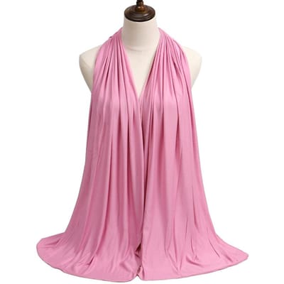 Mode Modal Katoen Jersey Hijab Sjaal Lange Moslim Sjaal Effen Zachte Tulband Strik Hoofddoeken Voor Vrouwen Afrika Hoofdband 170x60cm Y1634YY- pink