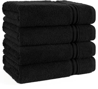 Unyqoos® Luxueuze Set van 4 Zwarte Katoenen Handdoeken voor Badkamer en Spa