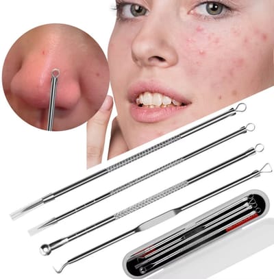 Actie4you® - Luxe set – Mee eters verwijderen - Professionele kit - Tegen Acne en puisten - Comedonendrukker – Acne verwijderen - Comedonenlepel – Voor een verzorgde en gladde huid – 4 stuks in Set – RVS