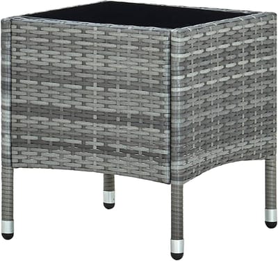Tuintafel - Balkontafel Bijzettafel - Buiten Ontspannen - Onderhoudsvriendelijk Rotan - 40x40x45 cm - Grijs