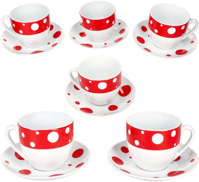 MamboCat Set van 6 PULA ROT porseleinen kop en schotel 6 personen