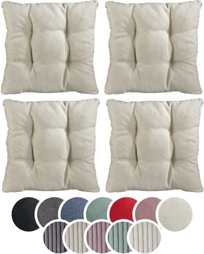 sleepling stoelkussen, 38 x 38 cm, set van 4, zachte bekledingsstof, zitkussen in beige