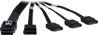 Inter-Tech SATA-kabels 4x SATA - 1x SFF-8087 Cross-Over Cable, 6 Gbit/s, 0.65m, Black