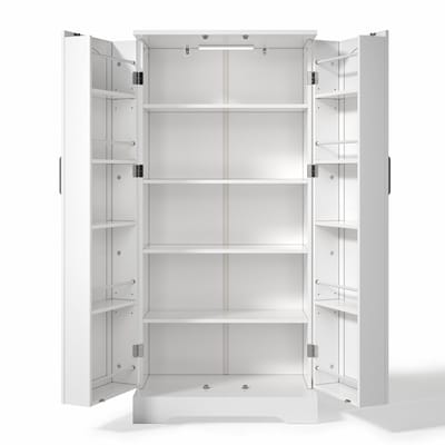 Wit MDF Multifunctionele Opbergkast Keuken Woonkamer 60×35×128cm