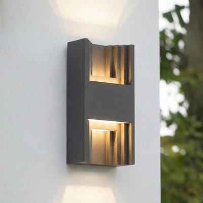 Lindby LED buiten wandlamp Aurali, 2-lamps, zwart, IP65