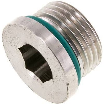Plug UN 1-1/16''-12 RVS FKM met binnenzeskant 400 bar (5620.0psi)