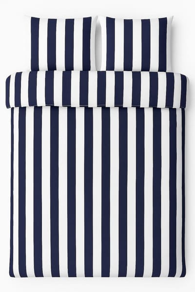 Vtwonen - Vertical Stripe dekbedovertrek - Lits-Jumeaux - 240x200/220cm - Marineblauw