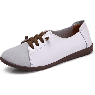 Nieuwe Lente Dames Schoenen Leer Antislip Flats Veterschoenen Dames Oxford Schoenen Plus Size Moccains damesschoenen 35 gray