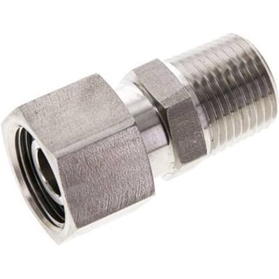 15L & 1/2'' NPT RVS Rechte Draaidoorvoer Buitendraad 315bar FKM O-ring en Afdichtconus Verstelbaar ISO 8434-1