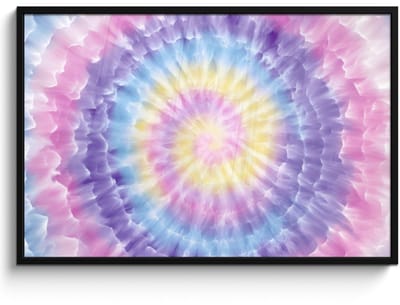 Poster in lijst - Fotolijst 120x80 cm - Posters - Spiraal - Tie dye - Pasteltinten - Posterlijst zwart - Decoratie - Wanddecoratie woonkamer - Muurdecoratie slaapkamer