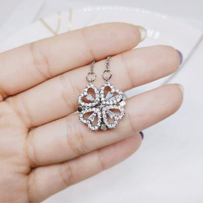 2 Stijlen Dames Ketting Glanzend Vol Zirkonia Liefdeshart Hanger Choker Ketting Sieraden Schattig Feest Accessoire Cool Opvouwbare Deco zilver