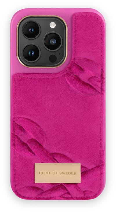 ideal of sweden fashion case atelier geschikt voor Apple iphone 14 pro velour hyper pink