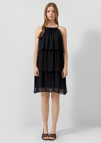 Chiffonjurk met ruffles vrouw QS