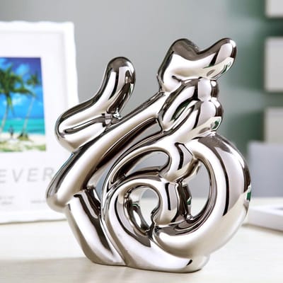 Moderne Minimalistische Ornamenten Gegalvaniseerd Keramiek Goud en Zilver Ambachtelijke Ornamenten Huis Woonkamer Werk Decoratie Decoratie Silver Fu