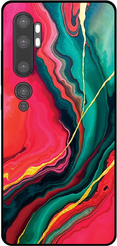 Smartphonica Telefoonhoesje Geschikt voor Xiaomi Mi Note 10 / 10 Pro met Rood Groen Marmer Opdruk - TPU Backcover Case Red Green Marble Design geschikt voor Xiaomi Mi Note 10;Xiaomi Mi Note 10 Pro