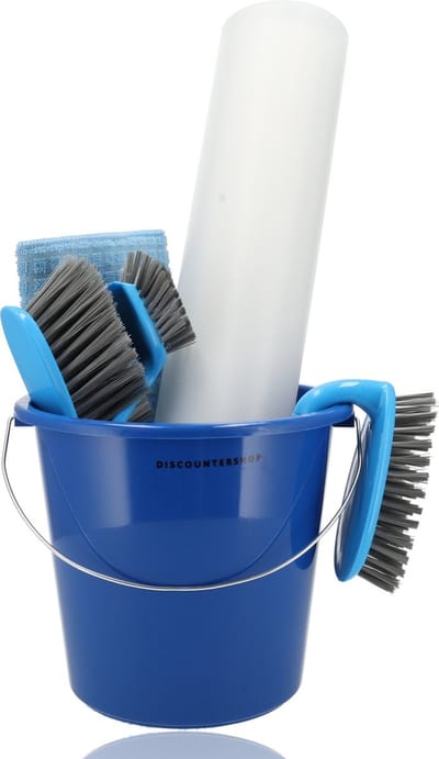 Emmer 5L Blauw - Schoonmaak- en afvalemmer van stevig kunststof met metalen hengsel - Ideaal voor huishouden en klussen (23x20 cm)