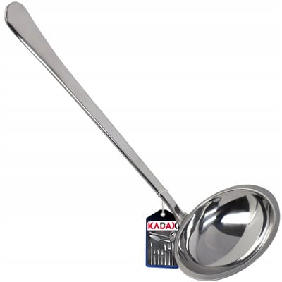 KADAX Universele soeplepel van roestvrij staal, kooklepel met comfortabele handgreep, keukenglepel, soeplepel, pollepel, sauslepel (L: 25,4 cm, zilver)